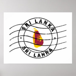 Kaart van Sri Lanka, poststempel Poster