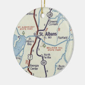  kaart van St. Albans Vermont Keramisch Ornament (Links)