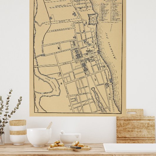  kaart van St. Augustine FL (1889) Poster (Keuken)
