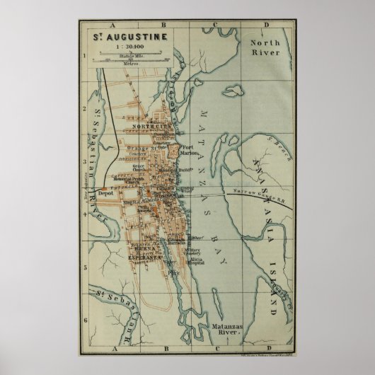  kaart van St. Augustine FL (1904) Poster (Voorkant)