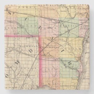 Kaart van St Clair County, Michigan Stenen Onderzetter