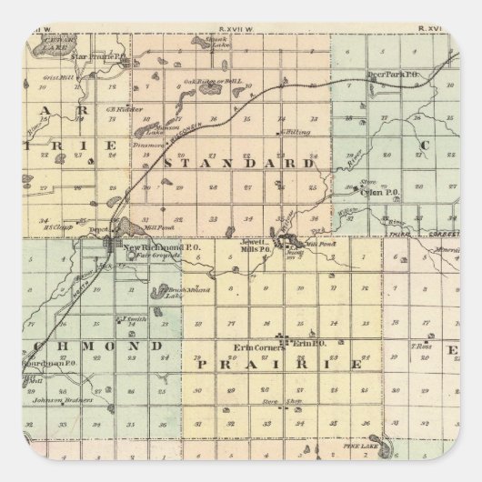 Kaart van St. Croix County Vierkante Sticker (Voorkant)