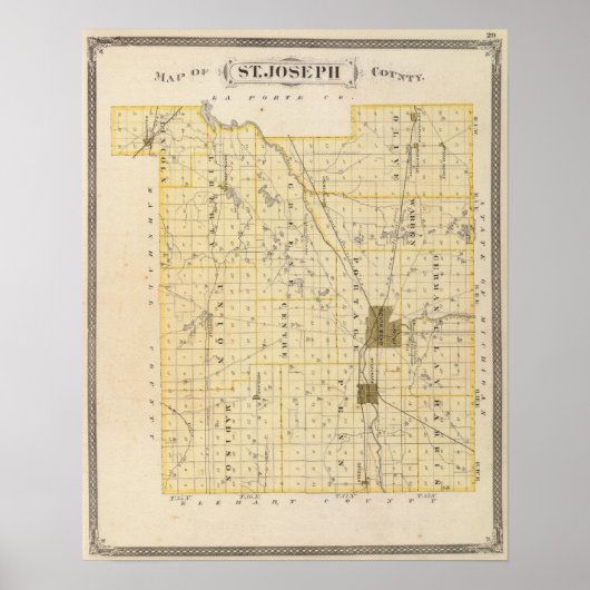 Kaart van St Joseph County Poster (Voorkant)