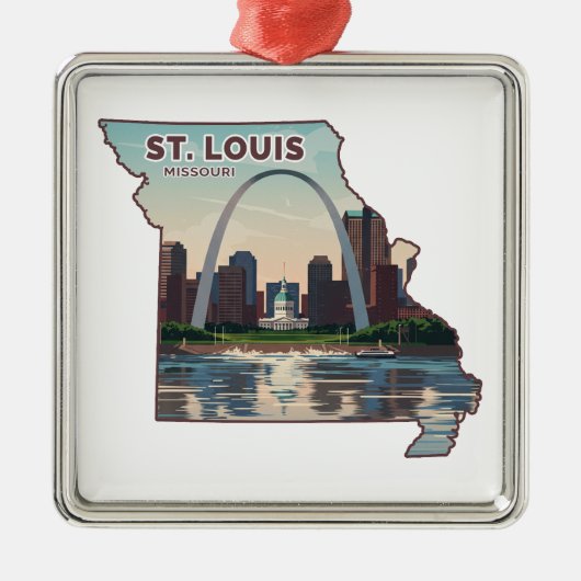 Kaart van St. Louis Missouri Metalen Ornament (Voorkant)