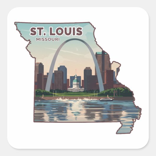Kaart van St. Louis Missouri Vierkante Sticker (Voorkant)