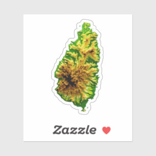 Kaart van St Lucia Green Sticker
