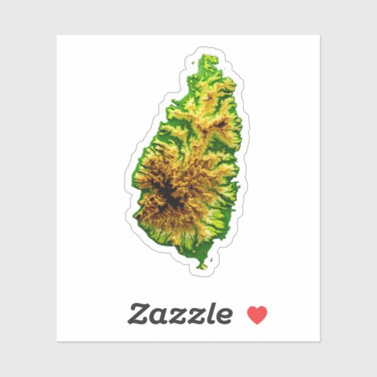 Kaart van St Lucia Green Sticker (Vel)