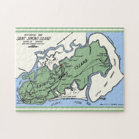 Kaart van St Simons Island Legpuzzel (Horizontaal)