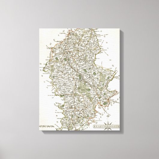 KAART VAN STAFFORDSHIRE, 1793 CANVAS AFDRUK (Voorkant)