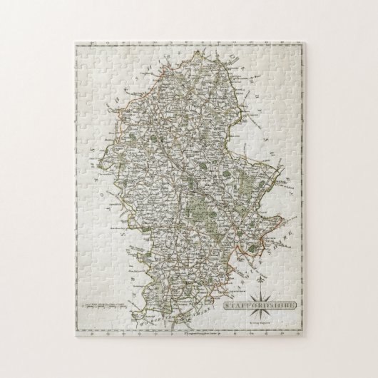 KAART VAN STAFFORDSHIRE, 1793 LEGPUZZEL (Verticaal)