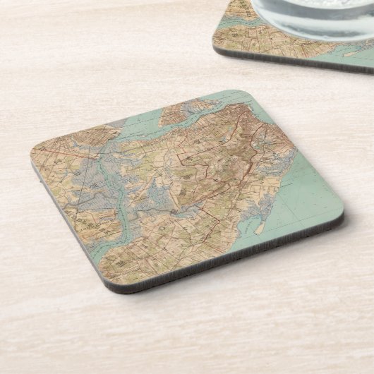  kaart van Staten Island (1891) Drankjes Onderzetter (Linkerzijde)