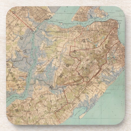  kaart van Staten Island (1891) Drankjes Onderzetter (Voorkant)