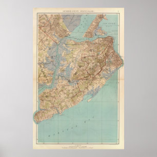  kaart van Staten Island (1891) Poster