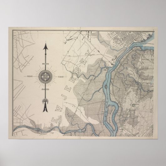 kaart van Staten Island, New York Poster (Voorkant)