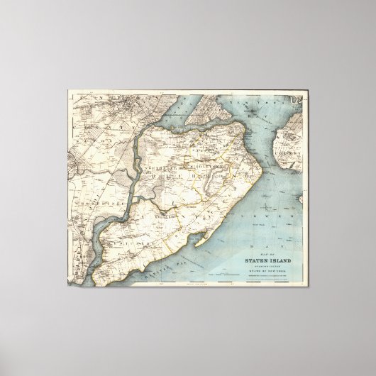 kaart van Staten Island NY (1896) Canvas Afdruk (Voorkant)