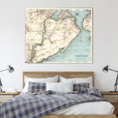 kaart van Staten Island NY (1896) Canvas Afdruk (Insitu (Slaapkamer))