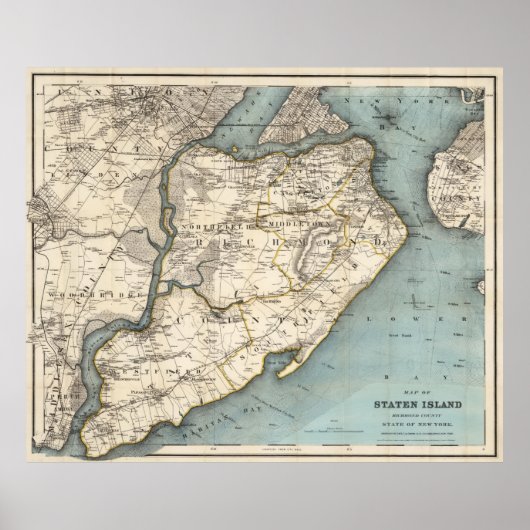 kaart van Staten Island NY (1896) Poster (Voorkant)