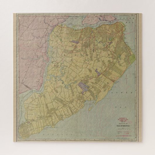 kaart van Staten Island NY (1911) Legpuzzel (Verticaal)