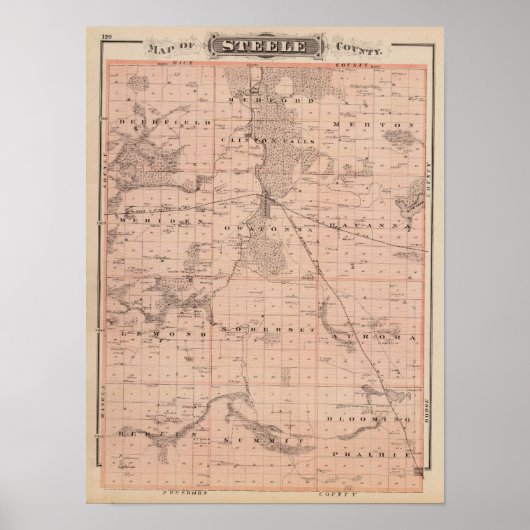 Kaart van Steele County, Minnesota Poster (Voorkant)