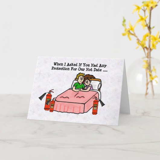 Kaart van stel in bed met brandblussers (Gele Bloem)