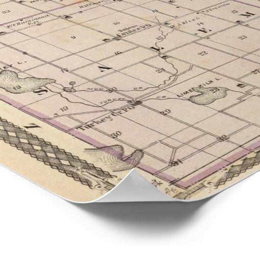 Kaart van Steuben County Indiana Poster (Hoek)