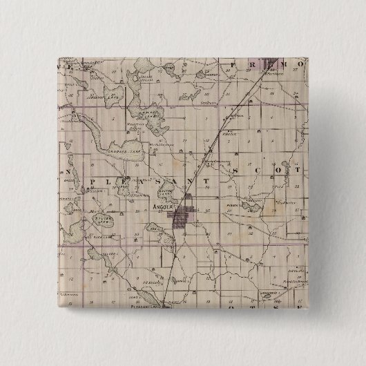 Kaart van Steuben County Indiana Vierkante Button 5,1 Cm (Voorkant)