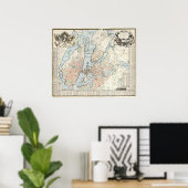 kaart van Stockholm (1733) Poster (Thuiskantoor)