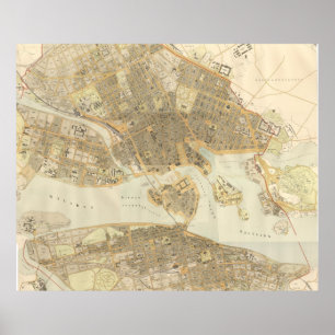 kaart van Stockholm (1899) Poster