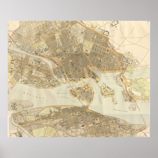  kaart van Stockholm (1899) Poster (Voorkant)