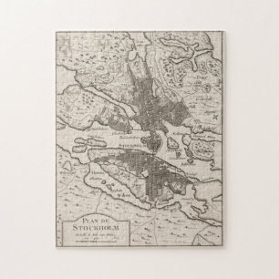 kaart van Stockholm Zweden (1764) Legpuzzel