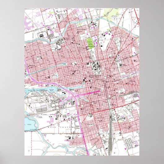  kaart van Stockton California (1968) Poster (Voorkant)