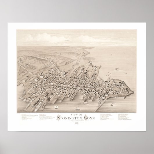 Kaart van Stonington, Connecticut in 1879 Poster (Voorkant)