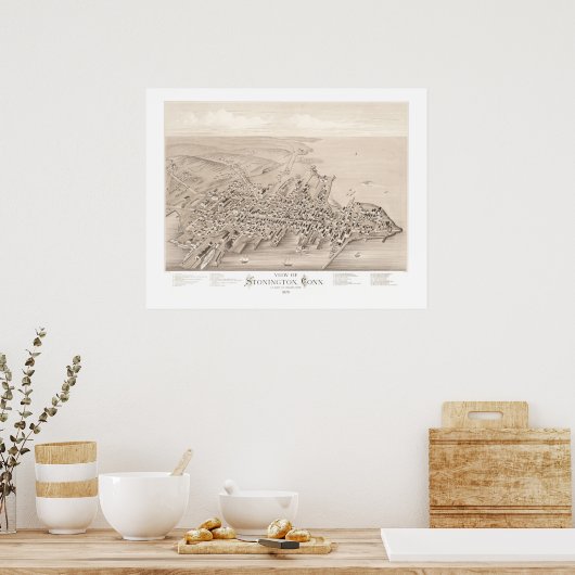 Kaart van Stonington, Connecticut in 1879 Poster (Keuken)