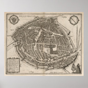  kaart van Straatsburg Frankrijk (1575) Poster