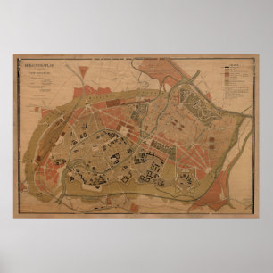 kaart van Straatsburg Frankrijk (1880) Poster