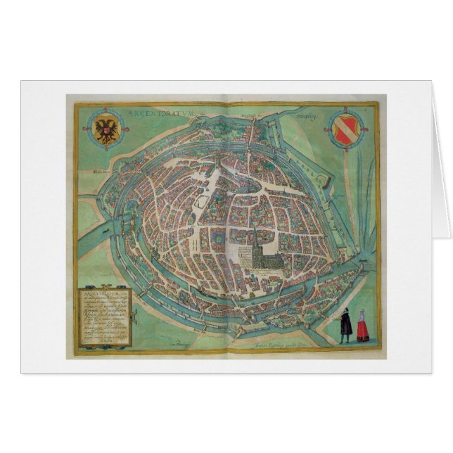 Kaart van Straatsburg, van "Civitates Orbis Terrar (Voorkant Horizontaal)