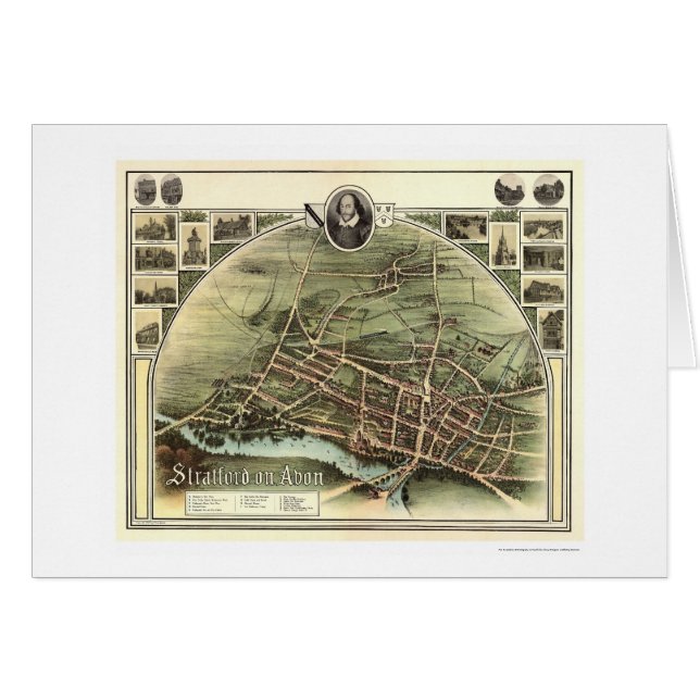 Kaart van Stratford op Avon, Engeland door Brown 1 (Voorkant Horizontaal)