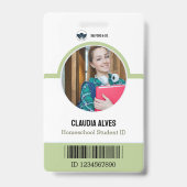 Kaart van studentnummer | Groen-wit Homeschool ID Badge (Voorzijde)