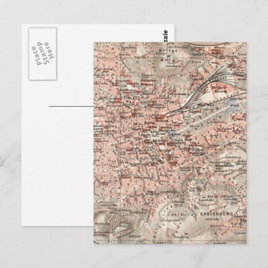  kaart van Stuttgart Duitsland (1909) (Voorkant / Achterkant)