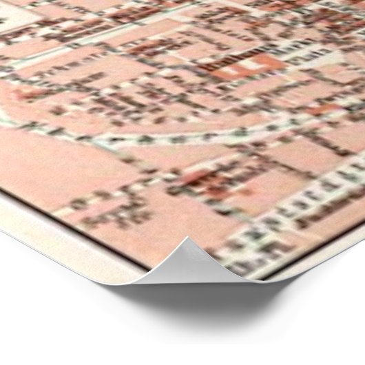  kaart van Stuttgart Duitsland (1909) Poster (Hoek)