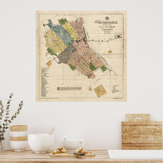 kaart van Subotica Servië (1911) Poster (Keuken)