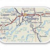  kaart van Sudbury Ontario Sticker (Voorkant)
