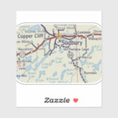  kaart van Sudbury Ontario Sticker (Vel)