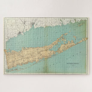  kaart van Suffolk County NY (1895) Legpuzzel