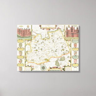 Kaart van Surrey, gegraveerd door Jodocus Hondius Canvas Afdruk
