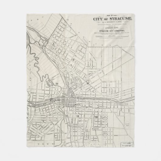  kaart van Syracuse New York (1873) Fleece Deken (Voorkant)