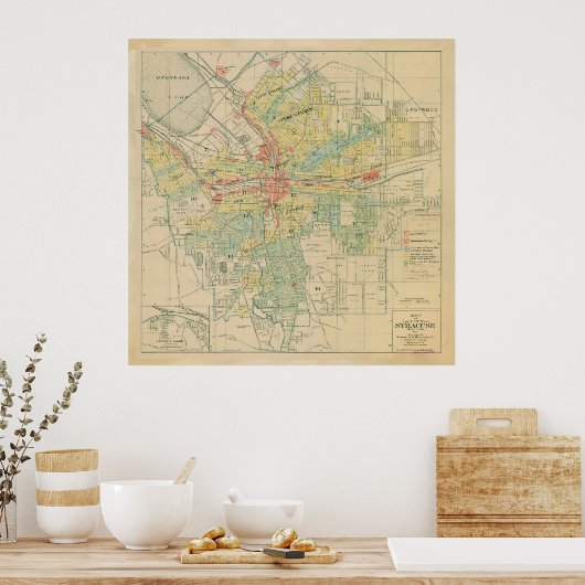 kaart van Syracuse NY (1918) Poster (Keuken)