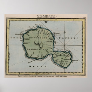  kaart van Tahiti (1800) Poster