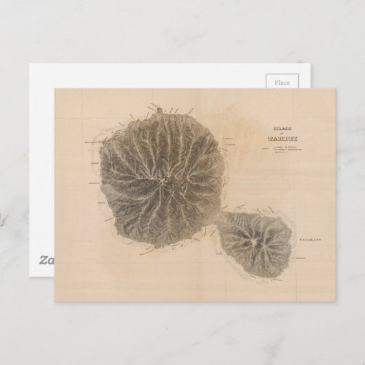  kaart van Tahiti (1845) (Voorkant / Achterkant)