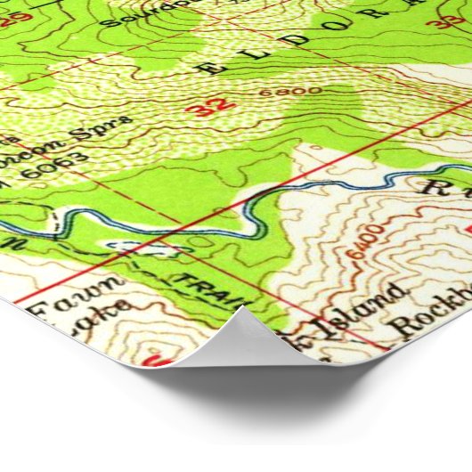  kaart van Tahoe California (1955) Poster (Hoek)